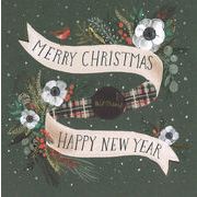 グリーティングカード クリスマス「リボンと花」 メッセージカード