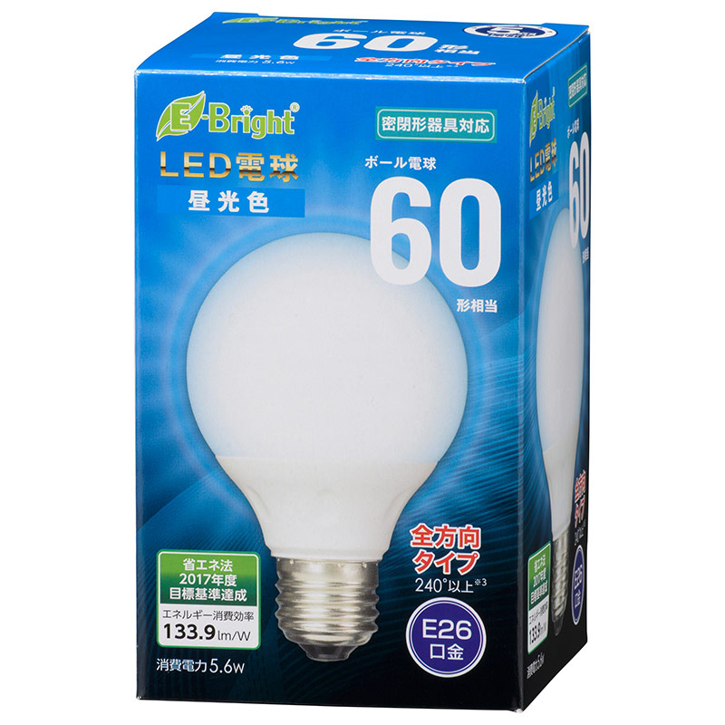 ＬＥＤ電球　Ｇ　Ｅ２６　６Ｗ　昼光色　　