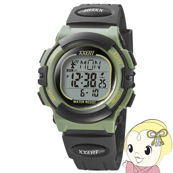 腕時計 デジタル XXERT エグザード ノア精密 電波 ソーラー 防水 カーキグリーン XXW-500GR