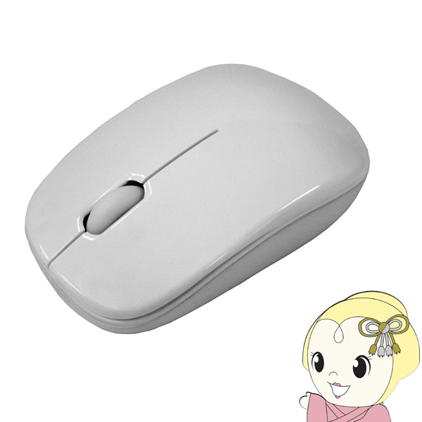 マウス　【メーカー直送】 HIDISC 無線 2.4GHz ワイヤレスマウス ホワイト ブルーLED 3ボタン HDMW-709
