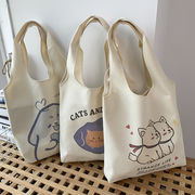 トートバッグ　エコバッグ　ズックバッグ　鞄　韓国ファッション　キャンパス　猫