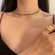 チョーカー　アクセサリー　チェーン　ビンテージ　PU　デザイン　韓国風　オシャレ