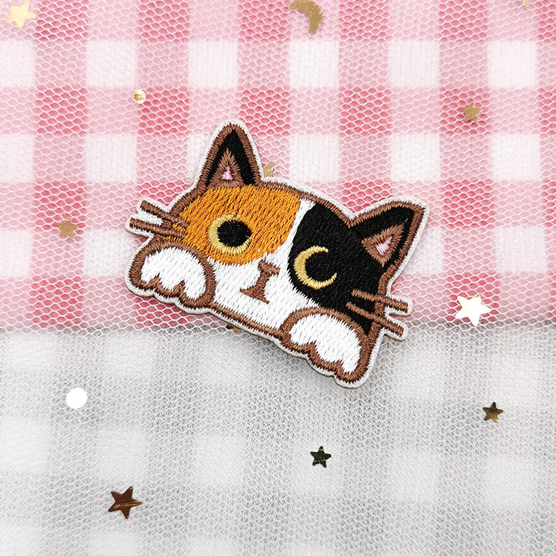 3種】針鼠 猫 犬 刺繍ワッペン アイロンワッペン アップリケ