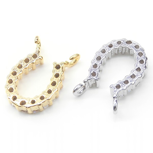 k16gp キュービックジルコニア 馬蹄チャーム 2個