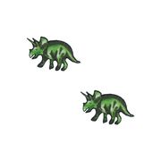 【ワッペン】刺繍風プリントミニワッペン 2枚セット トリケラトプス 恐竜 ダイナソーワールド