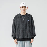 男装春秋2023新型衛衣男韓国版潮牌迷彩匹印プリントカジュアル丸首男性ヘッダー