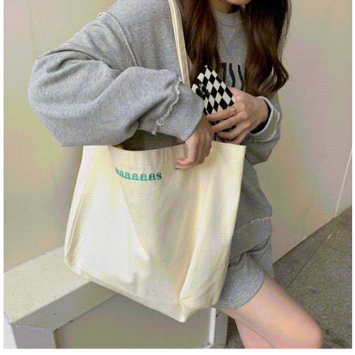 トートバッグ　エコバッグ　ズックバッグ　キャンパス　鞄　韓国ファッション　大容量　英字maaaaaas