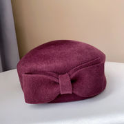 高品質フレンチエレガントリボンウサギウールベレー帽女性秋冬保温フェルト帽気質万能型画家帽