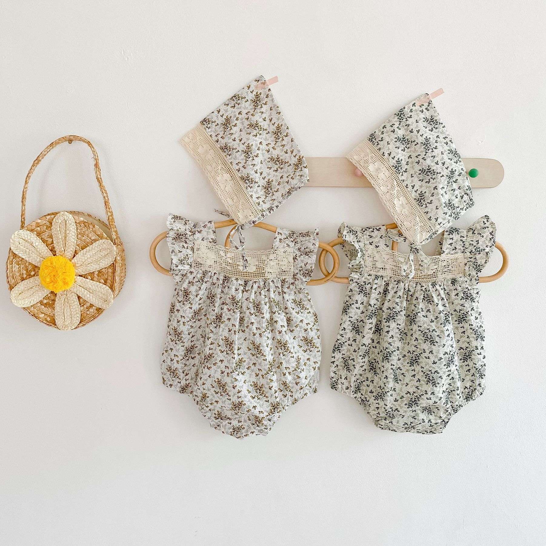INS夏　アパレル　ベビーロンパース　女の子　赤ちゃん着可愛い　花柄　カバーオール　子供服