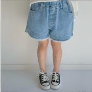 2023【夏新作】韓国風 子供服  女の子 フルコットンデニム リバーサイド パンツ親子服