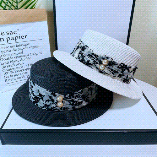 麦わら帽子　帽子　夏　UVカット　つば広　日焼け防止　紫外線対策　海　レディース　パール