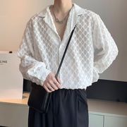 2023夏　ユニセックス　メンズ　韓国風　長袖シャツ　カジュアル　大きいサイズ　ストリート系