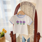 品質自信あり  子供服 2023夏 可愛い 半袖 洋風 トレンド 新品 Tシャツ 上着 パフスリーブ