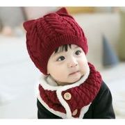 ベビーハット 女の赤ちゃん　ウール帽子 5ヶ月-2歳　子供 ニット帽　マフラーセット