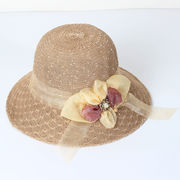 夏の女性の旅ファッションニット帽子韓国ハンドメイド花が美しく装飾された日よけサンバイザーブーム