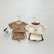 夏  韓国風子供服  ベビー服 カジュアル  キッズ  トップス+ショートパンツ  セットアップ  男女兼用 2色