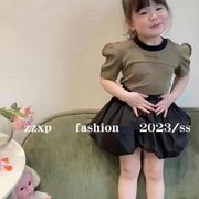 ins夏人気   韓国風子供服  キッズ  Tシャツ+ ショートパンツ  ジーンズ ファッション セットアップ  2色