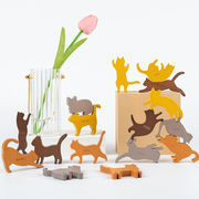 ins新作   木質おもちゃ   子供用品     ホビー用品  こ遊び    木製パズル  猫  積み木    知育玩具