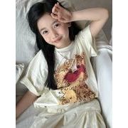 2024 夏 韓国風子供服  キッズ服   トップス  Tシャツ  半袖   犬  男女兼用