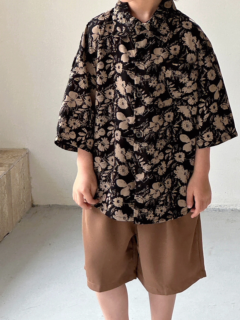 2024夏新作  韓国風子供服  キッズ服      ポロシャツ+ロングパンツ  花柄  セットアップ   90-140cm