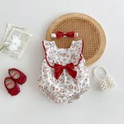 2025夏新作  韓国風子供服  ベビー服   キッズ    可愛い   花柄  ロンパース   つなぎ+ヘアアクセサリー