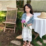 ins夏人気   韓国風子供服  キッズ  女の子   デニム  コート+ワンピース セットアップ