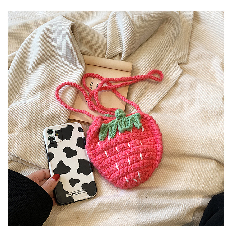 ins人気 子供バッグ 収納バッグ かわいい ニット毛糸 ショルダーバッグ