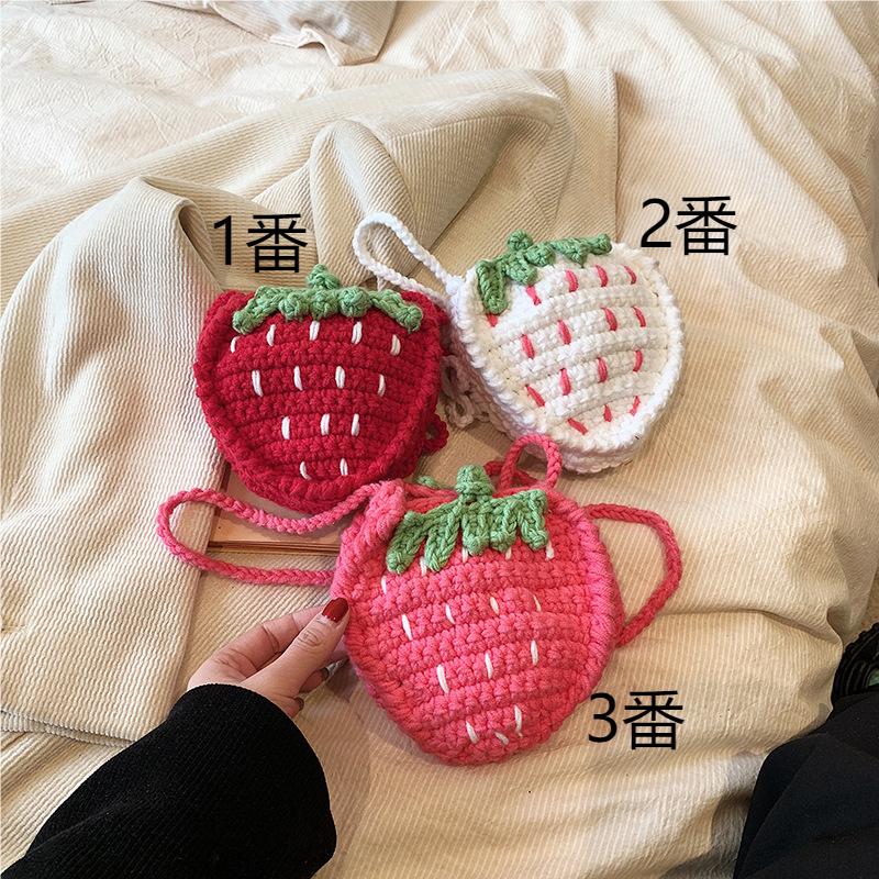 ins人気 子供バッグ 収納バッグ かわいい ニット毛糸 ショルダーバッグ