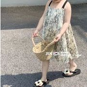 2023夏人気   韓国風子供服   キッズ   ベビー服   ワンピース  サスペンダー  トップス  花柄  袖なし