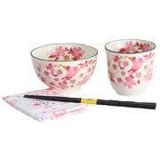 【ご紹介します！人気の桜の食器！】華笑み飯碗湯呑(ハンカチ付)