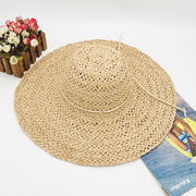 キャペリン人気の海辺旅行帽子日除け日焼け止め大縁帽子ラフィー手編み麦わら帽子