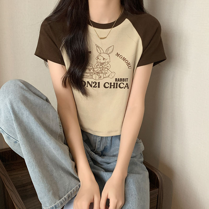 夏　トップス　Tシャツ　半袖　韓国ファッション　コットン　綿　ゆったり　兎