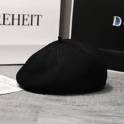 夏の薄手のつぼみ帽帽通気性定型型ベレー帽レトロファッションレディースブルー