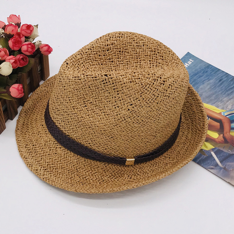 手作り二重編み男女夏の日よけ小シルクハットアウトドアジャズ帽子キャペリン