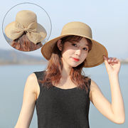 韓国ファッション麦わら帽子夏の薄いリボンの草編みキャペリン日除け日焼け止め帽ハット
