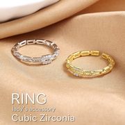 2023新品 Cリング マイクロジルコニア チェーン リング オープンリング 指輪
