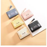 全5色 韓国のファッションかわいい猫の財布 短い折り 猫の小銭入れ 学生新しい財布 女性 小銭入れ 猫の雑貨