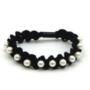 ヘアゴム　パール付きフリルヘアゴム　　かわいい　とっても丈夫！