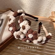 クリーム色のもちもちした甘い毛糸の花のカチューシャ女のins秋冬のレトロなヘアピンのカチューシャです