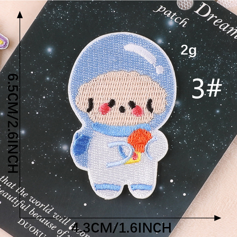 5種】うさぎ 宇宙服 犬 猫 虹 刺繍ワッペン ワッペンシール アップリケ