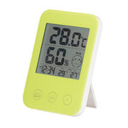 【5個セット】 YAZAWA 熱中症・インフルエンザ警報付きデジタル温湿度計 グリーン D