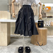 今週だけの特価 人気商品 イレギュラー ロングスカート フォールド デザインセンス 洋風 ボサボサ