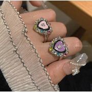 ハート型  ストーン付き  韓国風  アクセサリー リング  指輪   レディース  開口指輪  ファッション小物