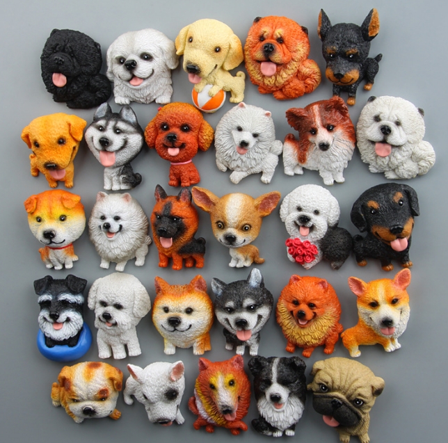 新品 冷蔵庫のマグネット  ミニチュア  模型   犬 置物   磁石 デコパーツ    モデル    玩具   28色