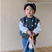 超人気  韓国風 子供服    ベビー     ニット  チョッキ  タンクトップ    セーター  花柄