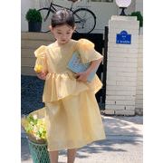 ★Girls★　2色　子供ティアードワンピース　プリンセスドレス　韓国キッズファッション