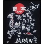 FJK 日本のTシャツ お土産 Tシャツ 地図舞妓 黒 Sサイズ T-006B-S