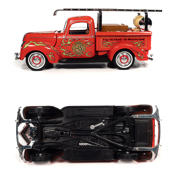 AUTO WORLD 1:18 RAT FINK LUCKY No.13 FIRE TRUCK w/ RAT FINK