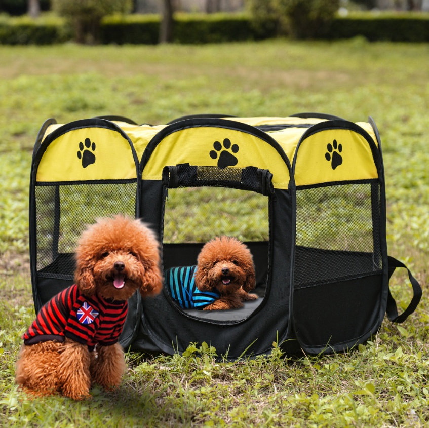 来客用 キャンプ用 犬猫兼用 折りたたみ 八角形 ペットサークル プレイサークル 簡単設置
