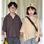 2024 夏新作 韓国風子供服  おしゃれ  トップス  シャツ  男女兼用 五分袖の上着  2色
